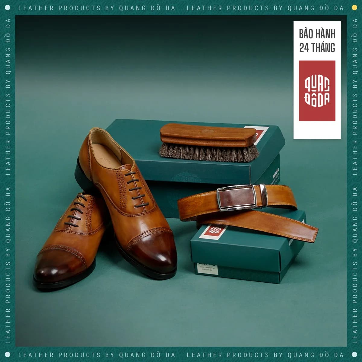 Giày Oxford+Kèm Thắt Lưng Nhuộm Patina