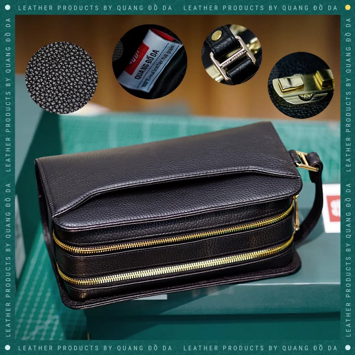 Clutch da thật, túi golf