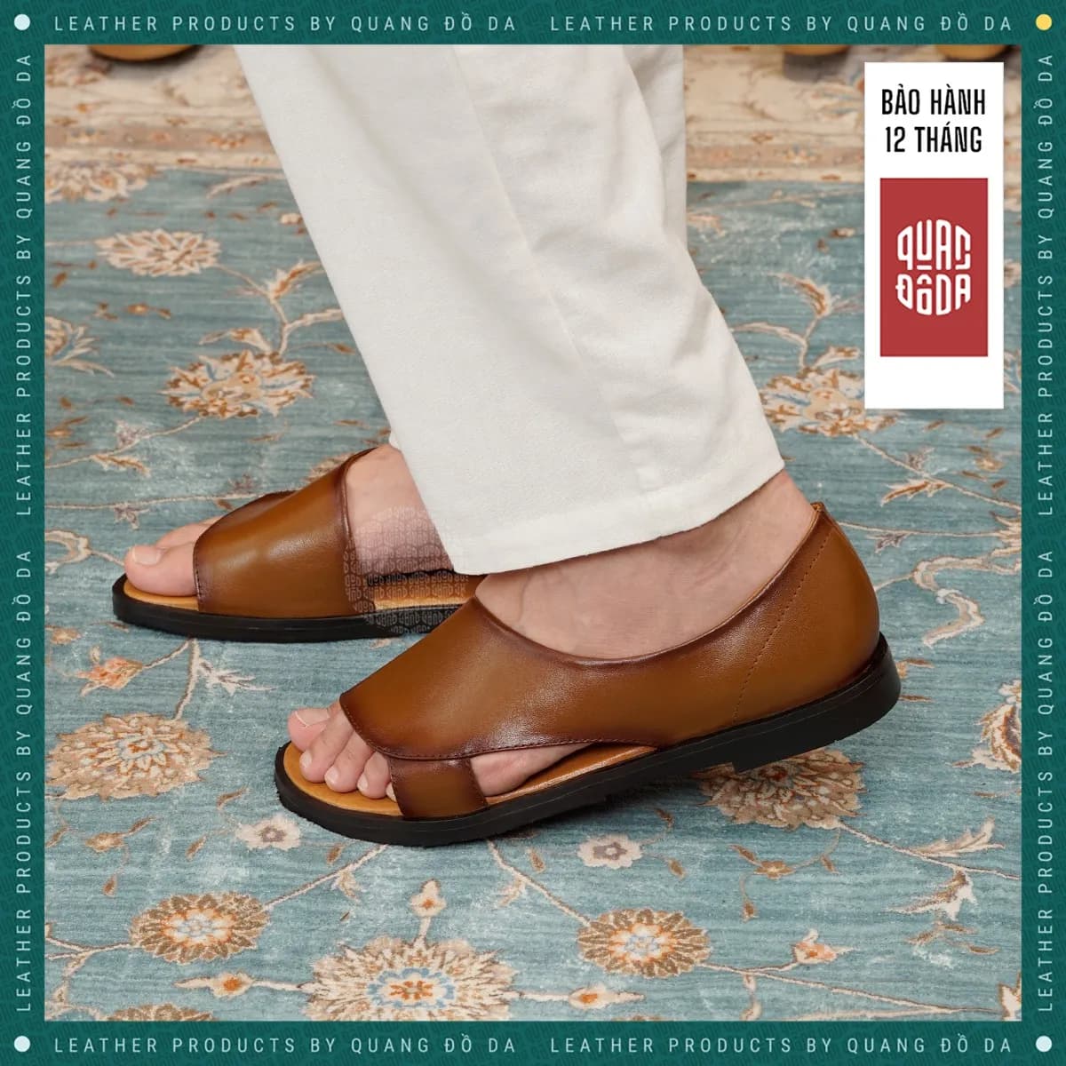 Dép da bò nam thanh lịch, đế phíp