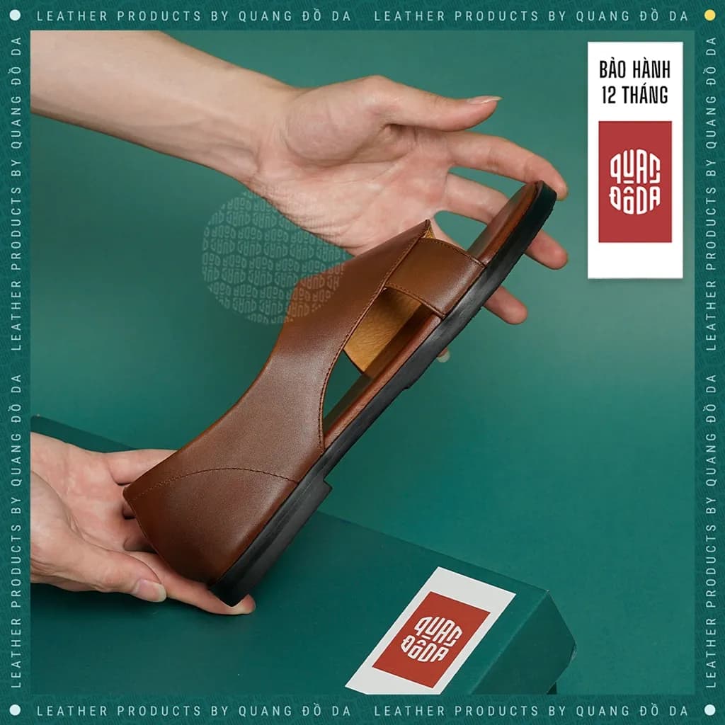 Dép da bò nam thanh lịch, đế phíp