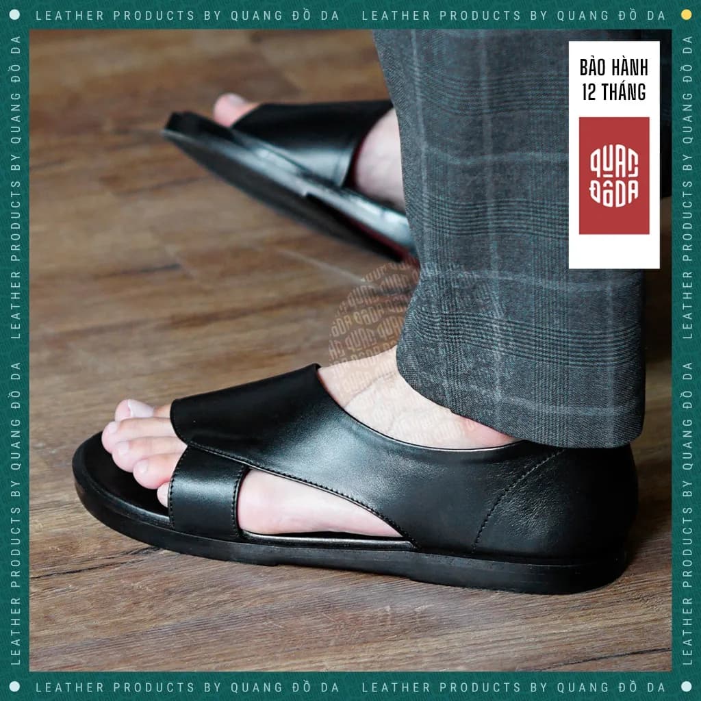 Dép da bò nam thanh lịch, đế phíp