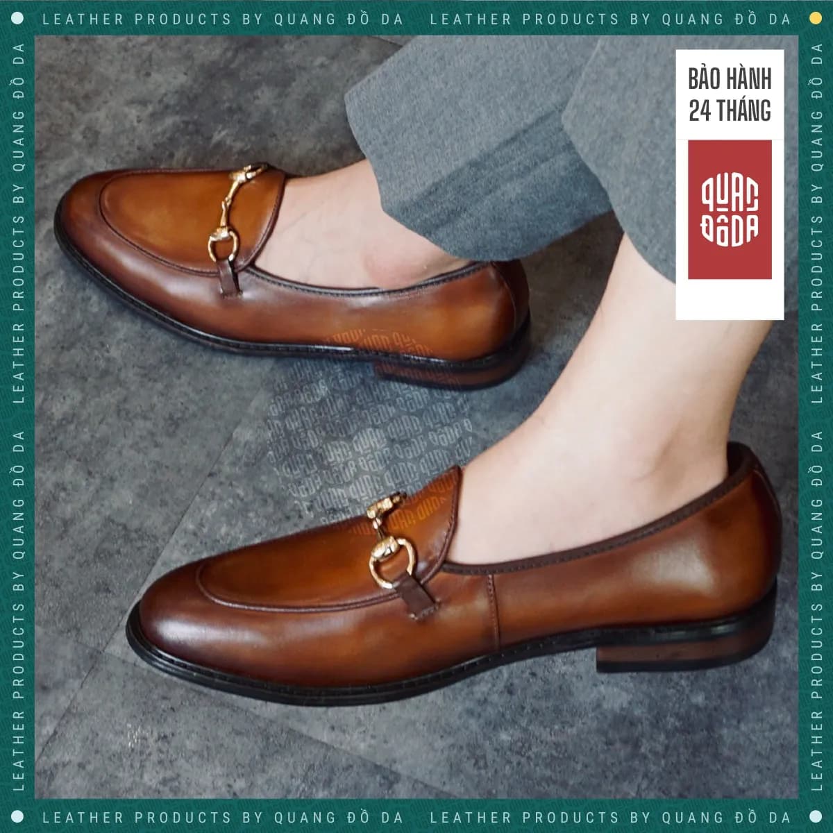 Giày Horsebit Loafer Nam Da Thật Đế Gỗ Phíp