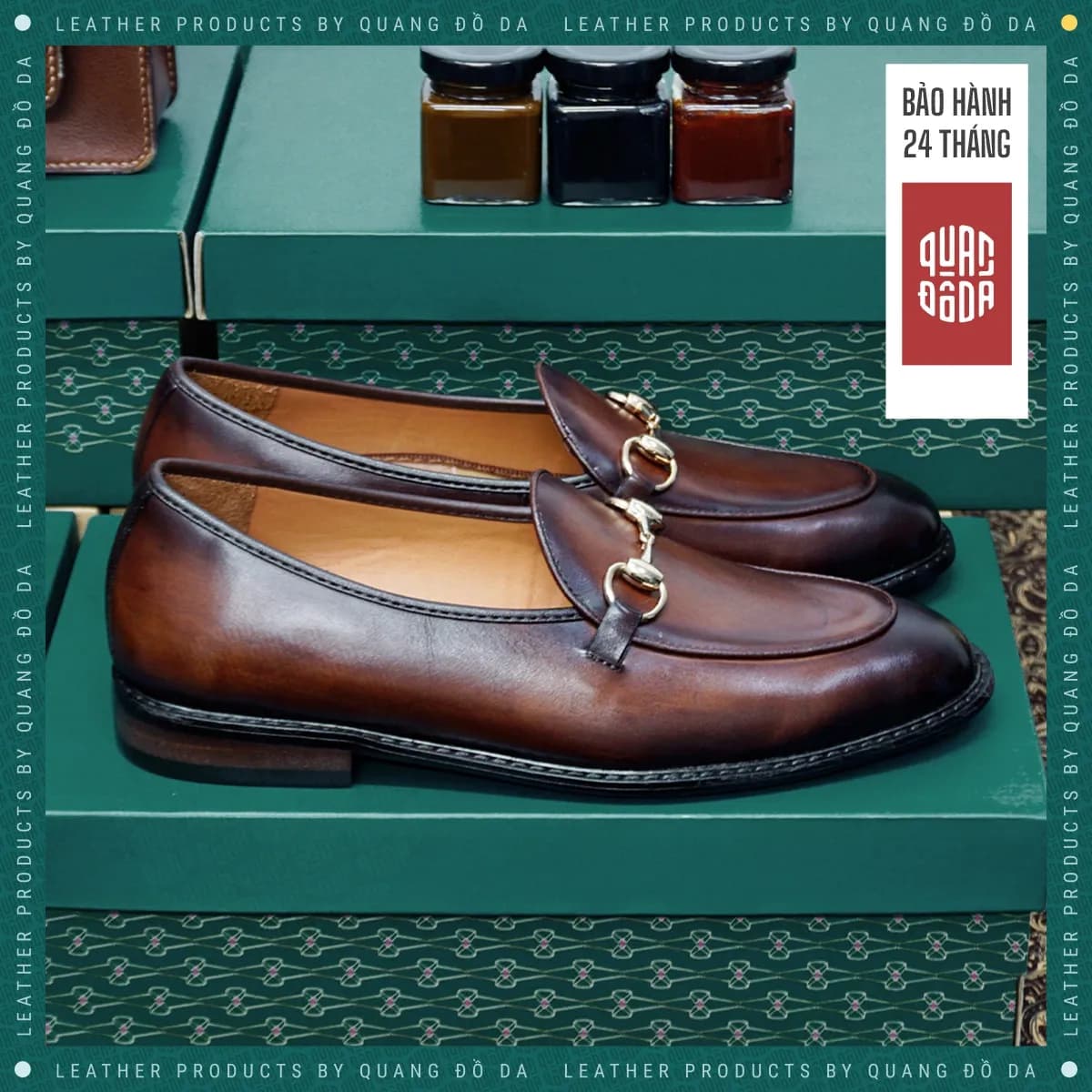 Giày Horsebit Loafer Nam Da Thật Đế Gỗ Phíp