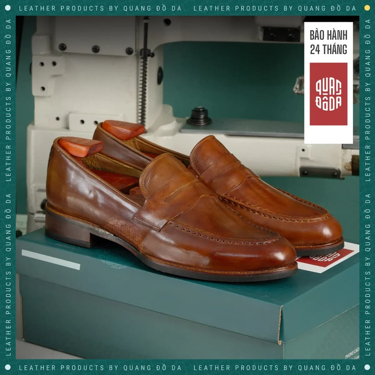 Giày Penny Loafer Nam Da Thật Đế Gỗ Phíp