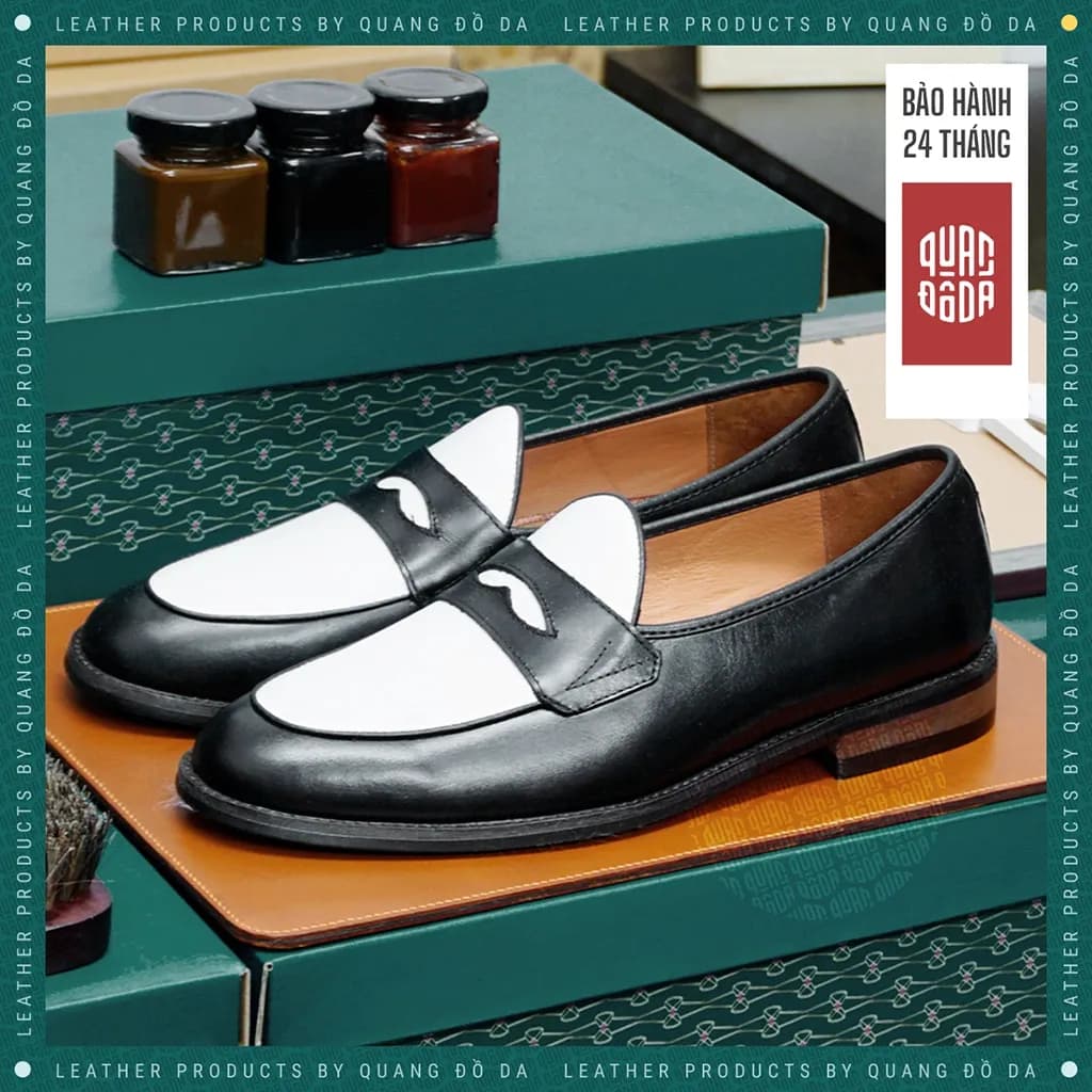Giày Penny Loafer Nam Da Thật Đế Gỗ Phíp