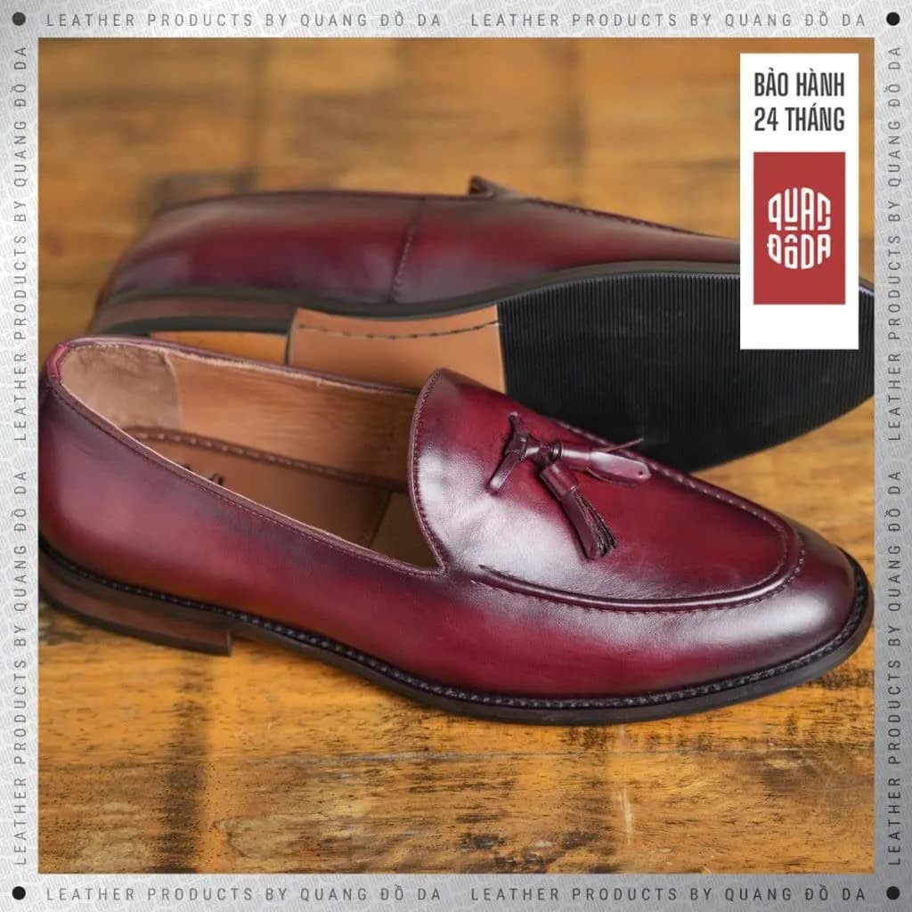 Giày Tassel Loafer Nam Da Thật Đế Gỗ Phíp