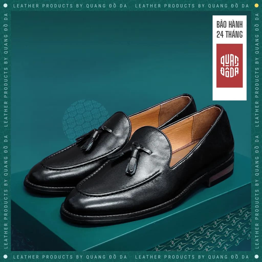 Giày Tassel Loafer Nam Da Thật Đế Gỗ Phíp