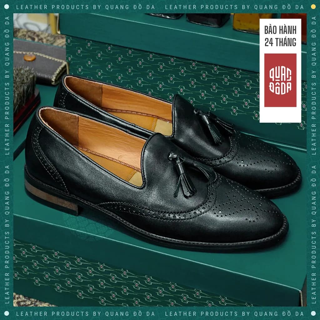 Giày Tassel Loafer Nam Da Thật Đế Gỗ Phíp