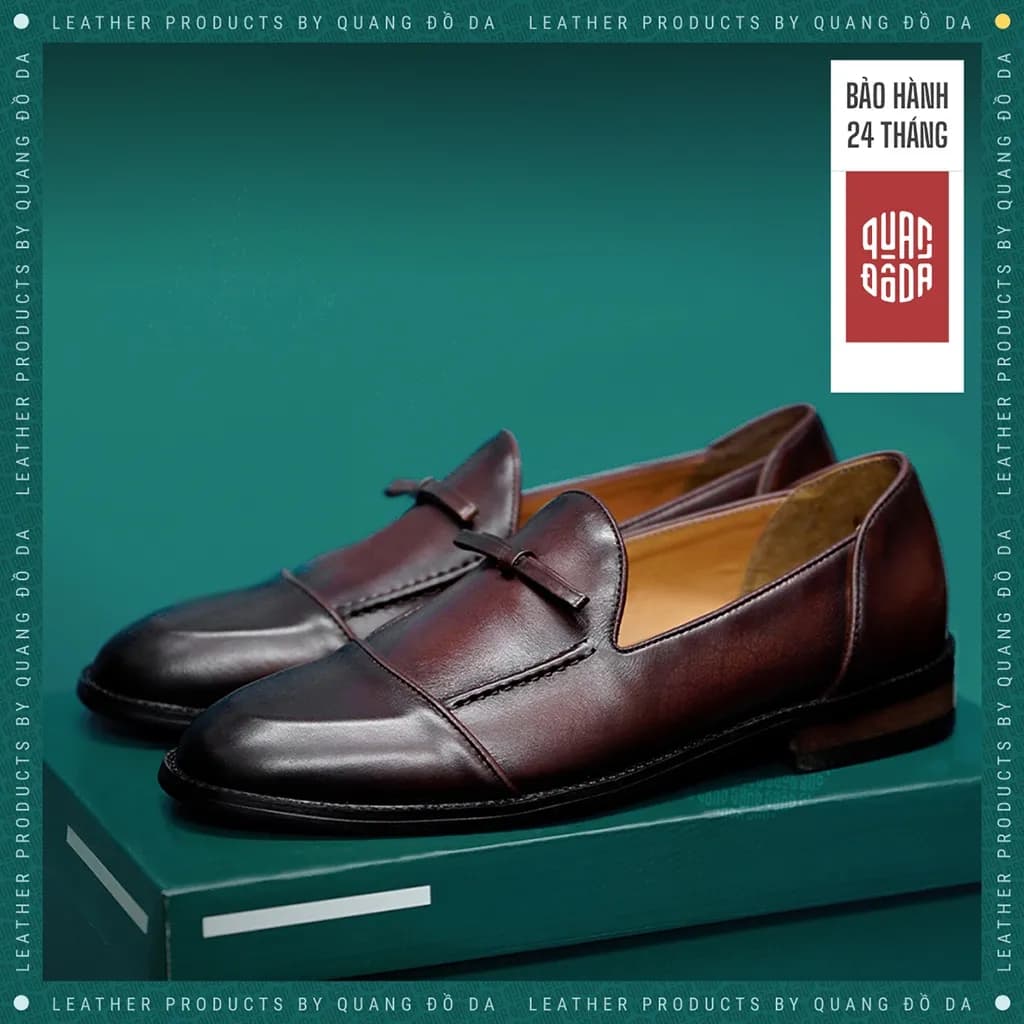 Giày Tassel Loafer Nam Da Thật Đế Gỗ Phíp