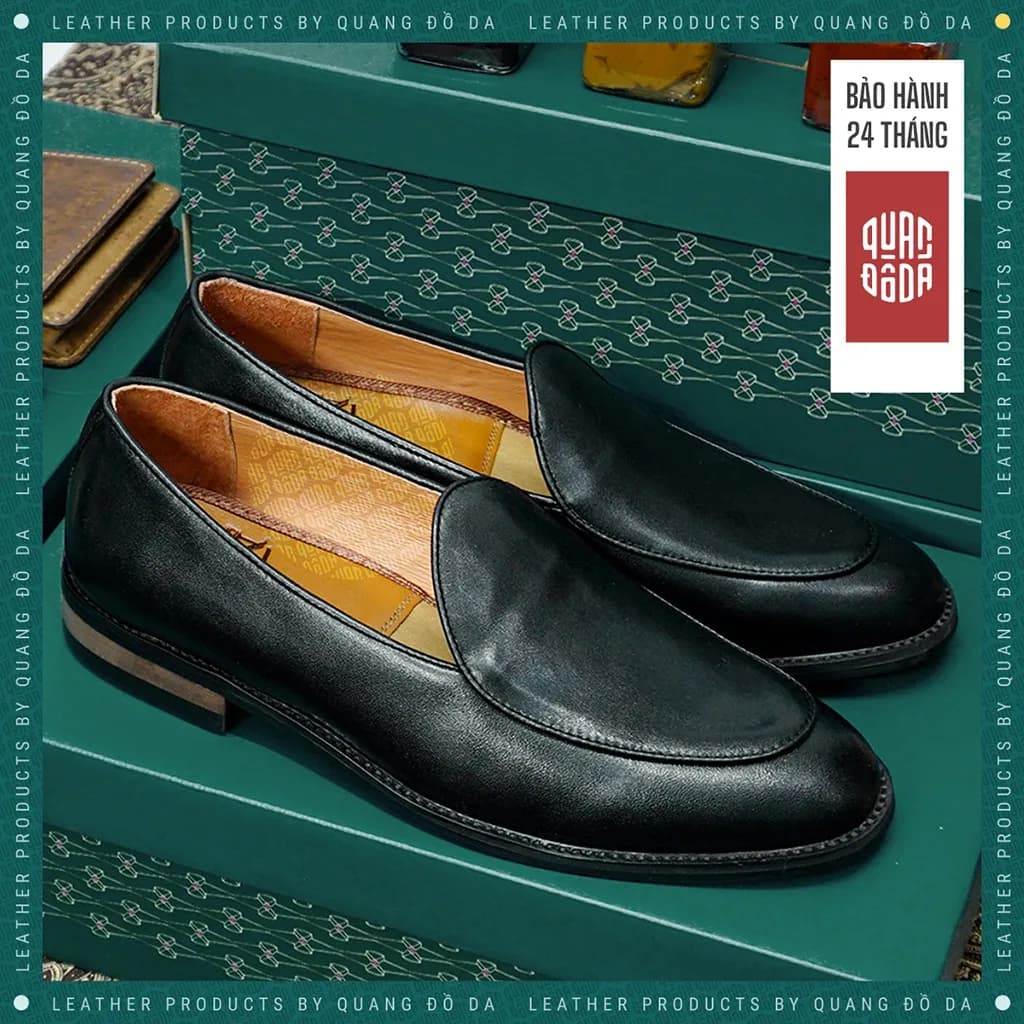 Giày Belgian Loafer Da Thật Đế Gỗ Phíp