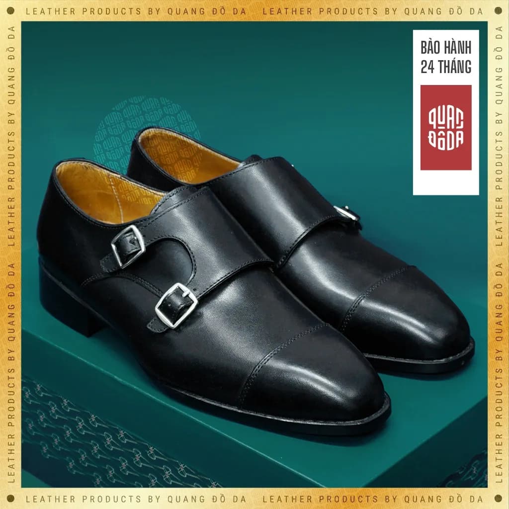 Double MonkStrap Nam Da Thật Khâu McKay