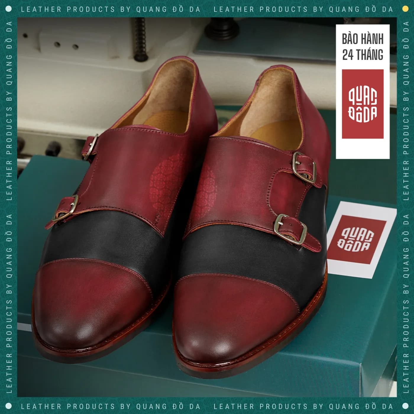 Giày Loafer Nam Đế Gỗ Phíp Da Thật Nhuộm Patina Phối