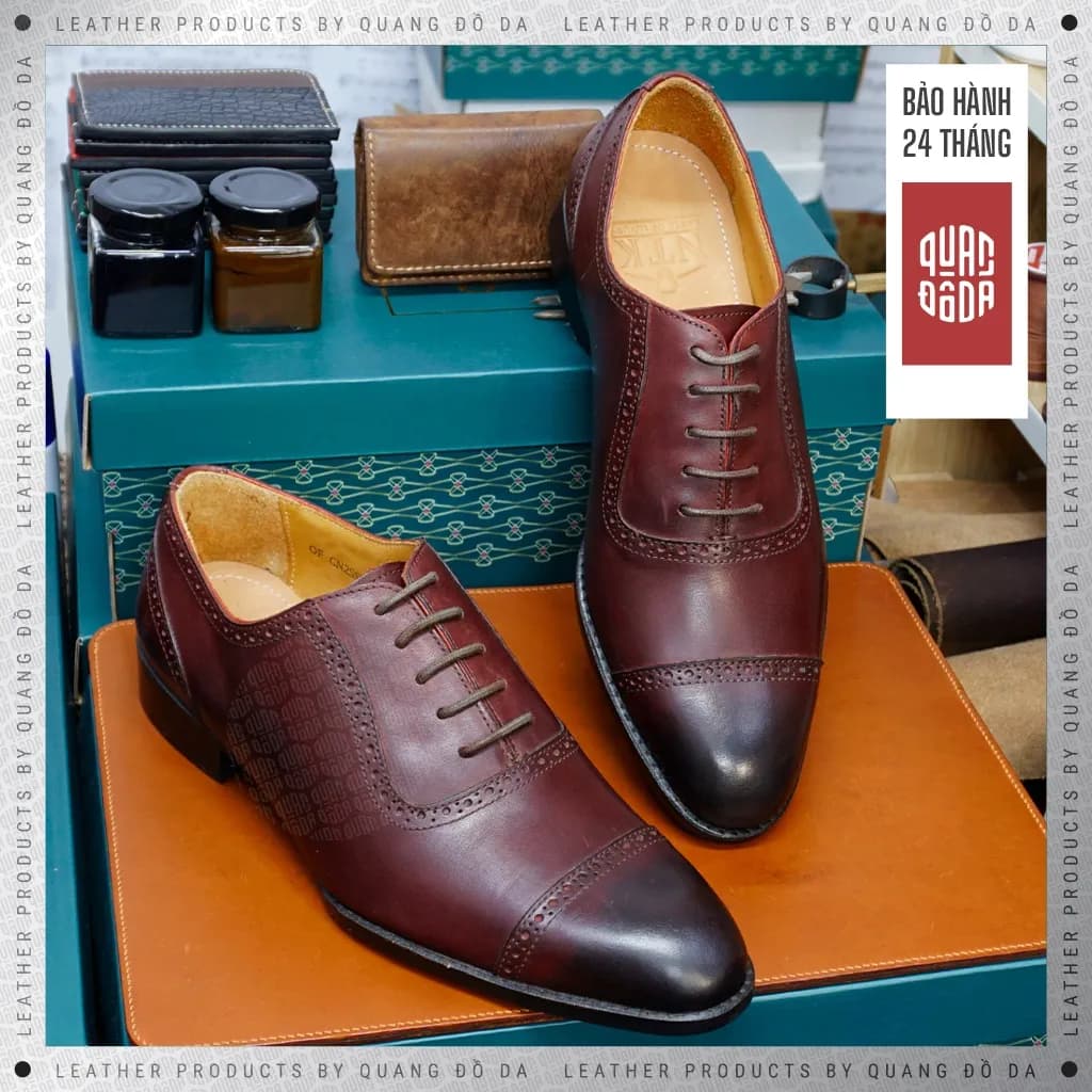 Semi Captoe Giày Tây Nam Da Thật Patina Khâu Mckay