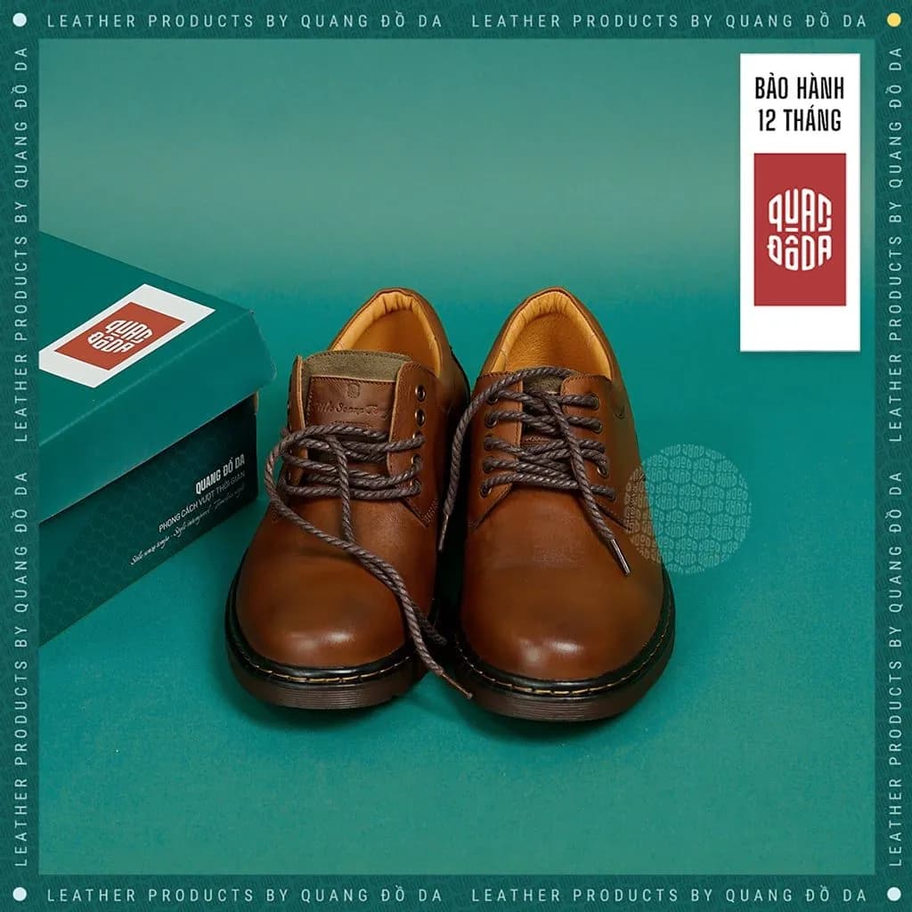 Giày Dr Martens da bò thật cao cấp đế kếp cổ điển — góc nhìn chi tiết