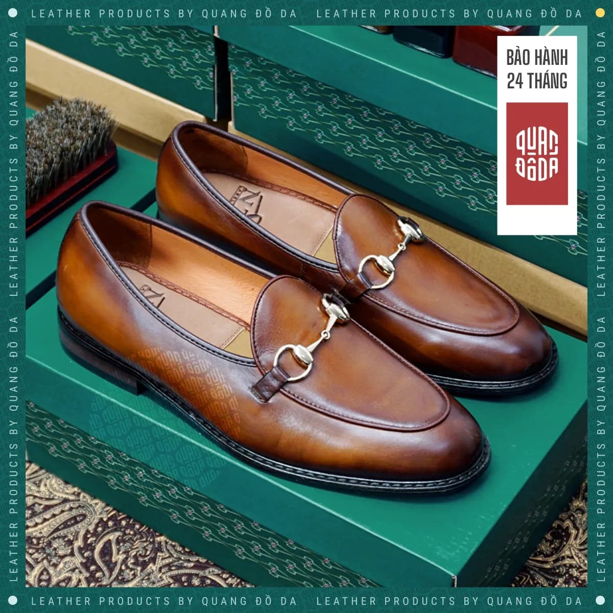 Giày Horsebit Loafer Nam Da Thật Đế Gỗ Phíp — góc nhìn chi tiết