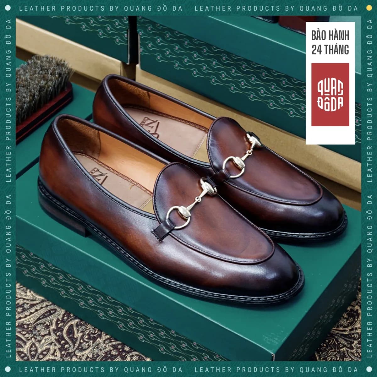 Giày Horsebit Loafer Nam Da Thật Đế Gỗ Phíp — góc nhìn chi tiết