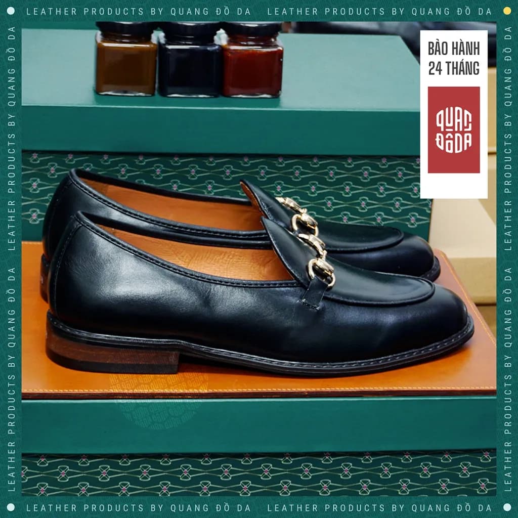 Giày Horsebit Loafer Nam Da Thật Đế Gỗ Phíp — góc nhìn chi tiết