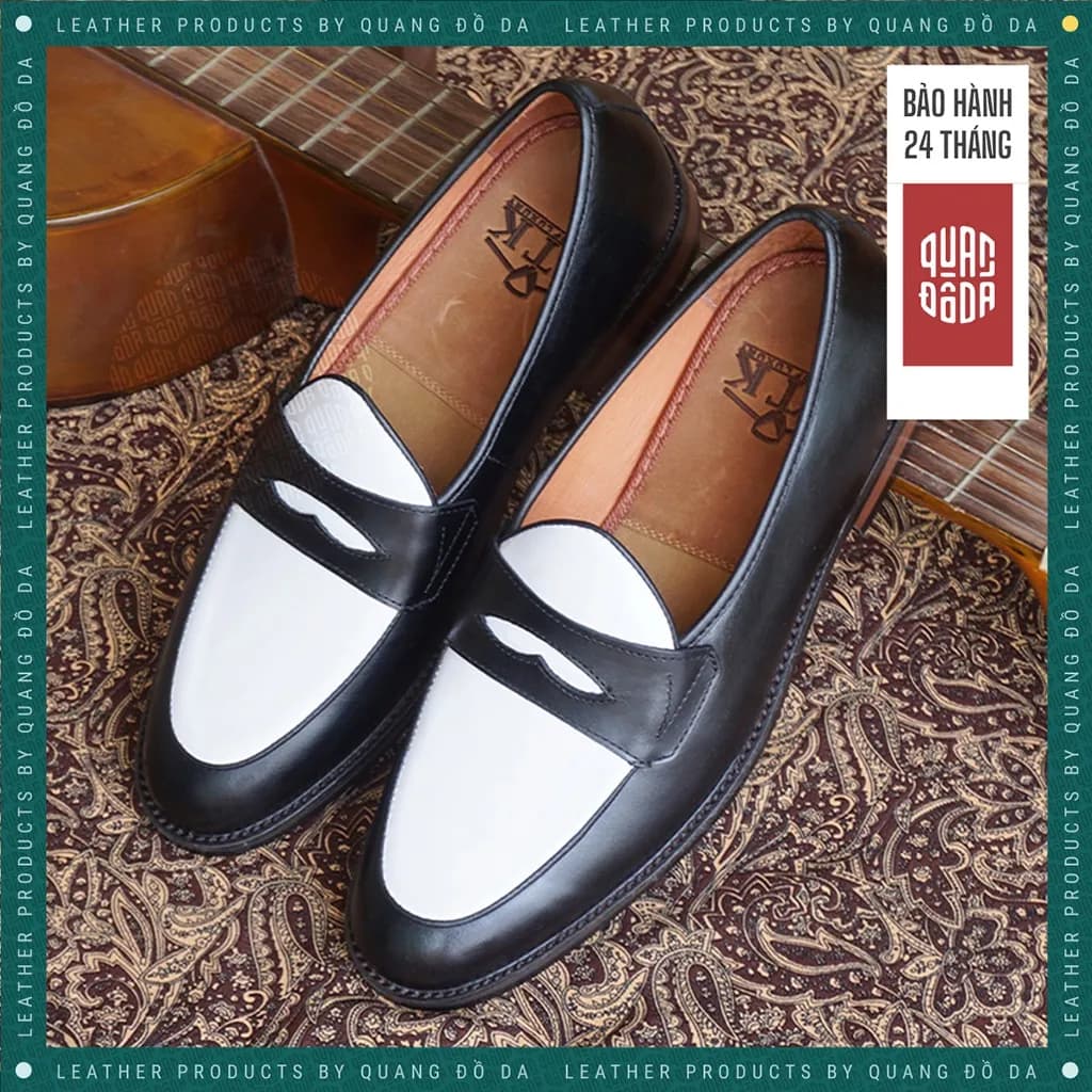 Giày Penny Loafer Nam Da Thật Đế Gỗ Phíp — góc nhìn chi tiết
