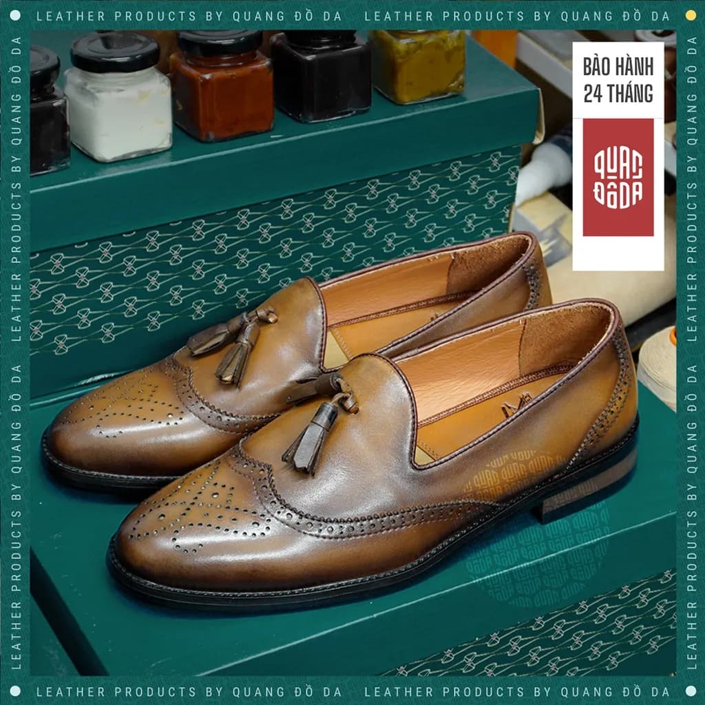 Giày Tassel Loafer Nam Da Thật Đế Gỗ Phíp — góc nhìn chi tiết