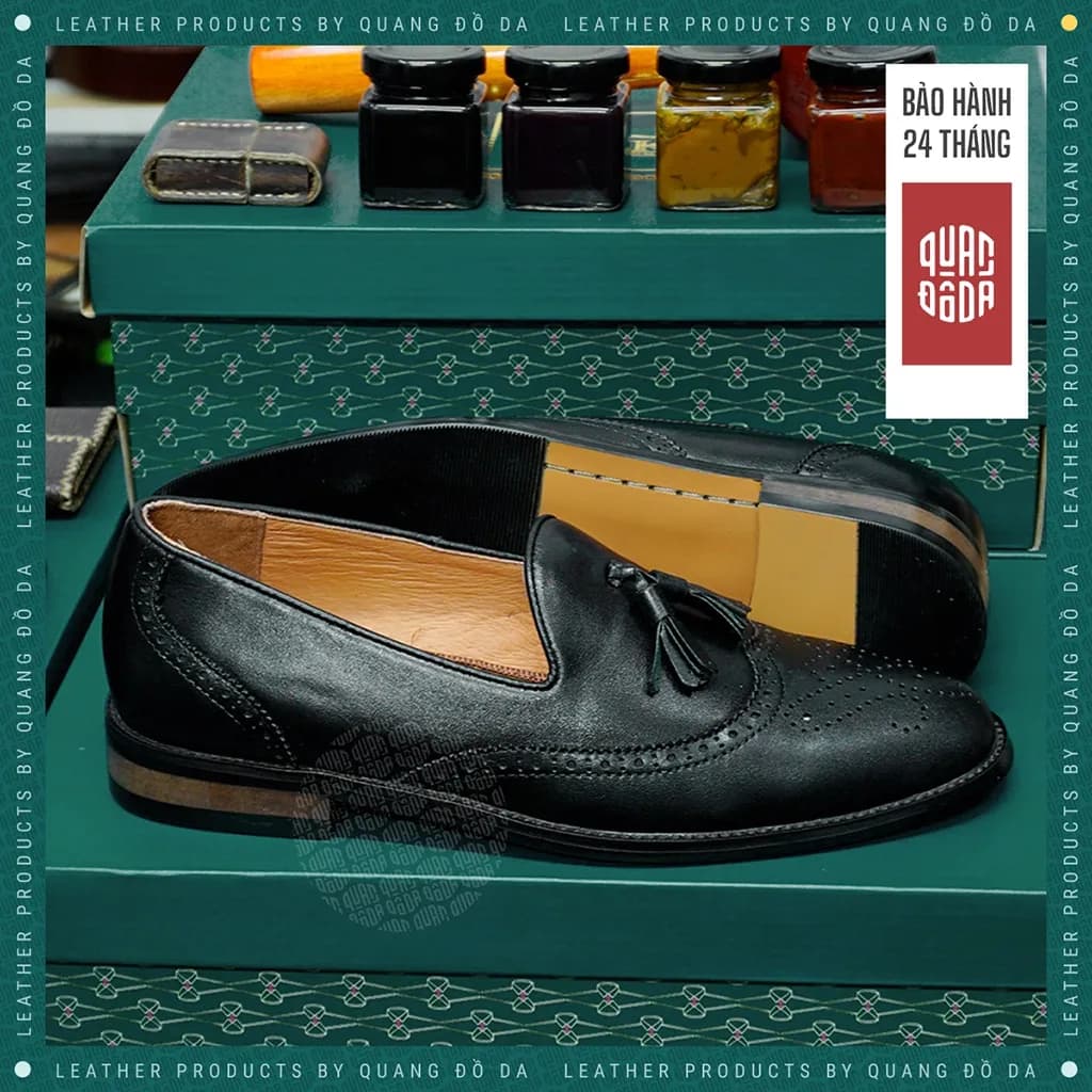 Giày Tassel Loafer Nam Da Thật Đế Gỗ Phíp — góc nhìn chi tiết