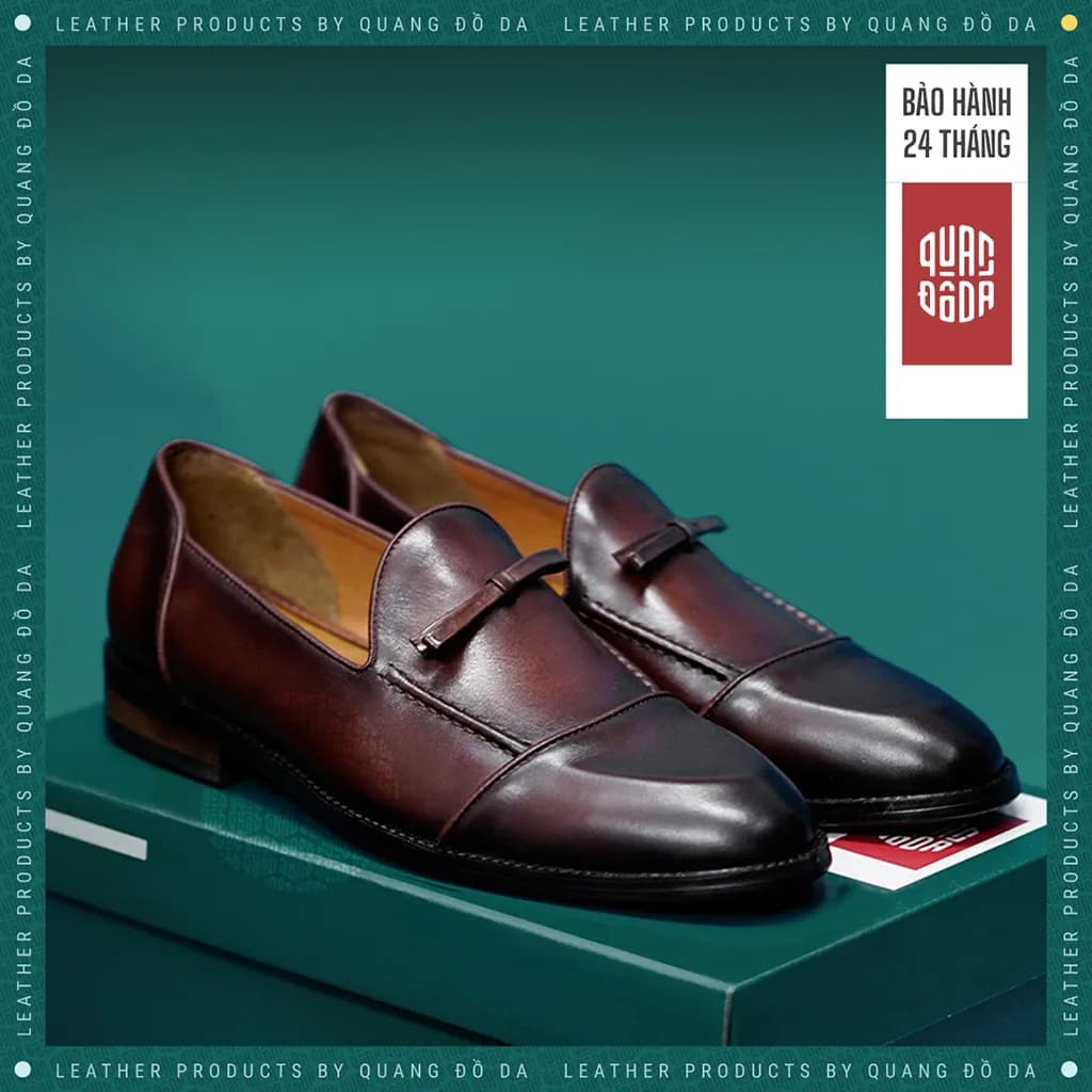 Giày Tassel Loafer Nam Da Thật Đế Gỗ Phíp — góc nhìn chi tiết