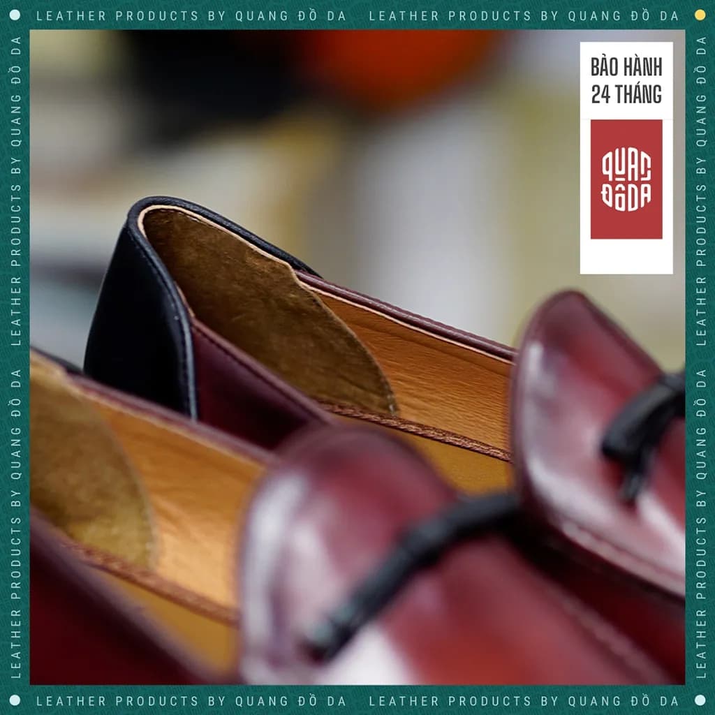 Giày Tassel Loafer Nam Da Thật Đế Gỗ Phíp Phối — góc nhìn chi tiết