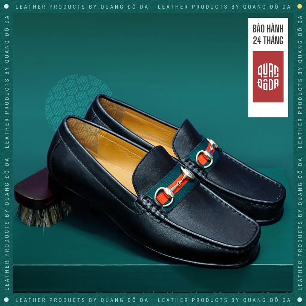 Giày Horsebit Loafer Da Thật Mũi Vuông Đế Gỗ Phíp — góc nhìn chi tiết