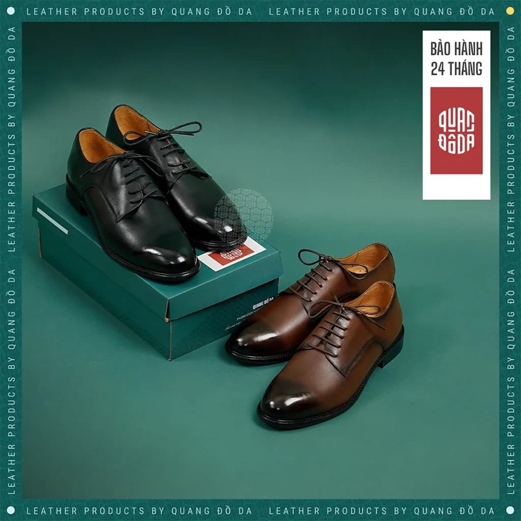 Giày Tây Oxford Derby Nam Da Thật Đế Phíp Hơi — góc nhìn chi tiết